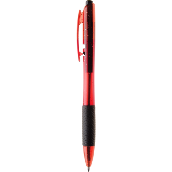 Ballpoint pen with hourglass shaped translucent barrel, ribbed grip and smooth... from ASI 61966 HPG / Hub Pen