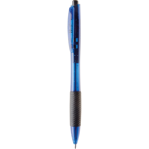 Ballpoint pen with hourglass shaped translucent barrel, ribbed grip and smooth... from ASI 61966 HPG / Hub Pen