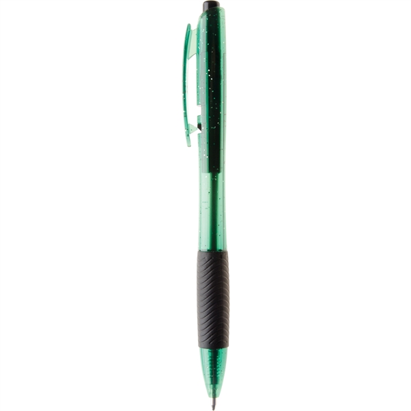 Ballpoint pen with hourglass shaped translucent barrel, ribbed grip and smooth... from ASI 61966 HPG / Hub Pen