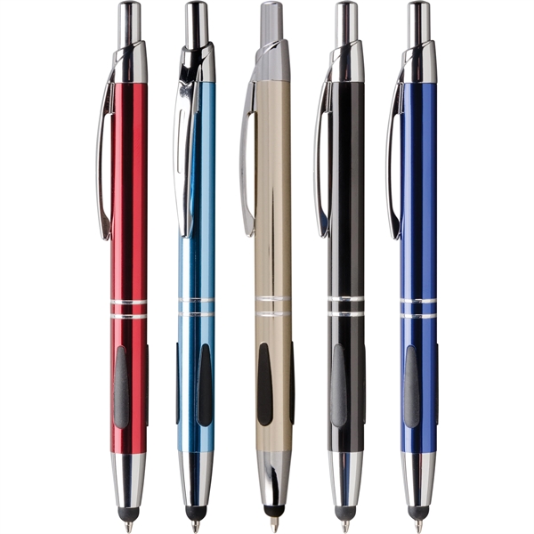 Beautifully styled Aluminum stylus pen with raised rubber grip for writing... from ASI 61966 HPG / Hub Pen