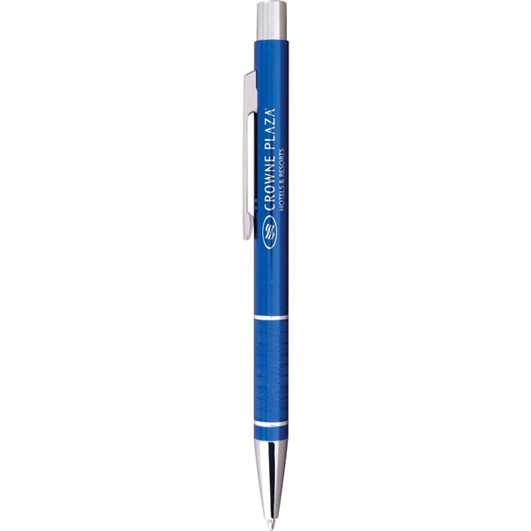 European styled executive metal pen with blue ink, silver accents, engraving,... from ASI 61966 HPG / Hub Pen