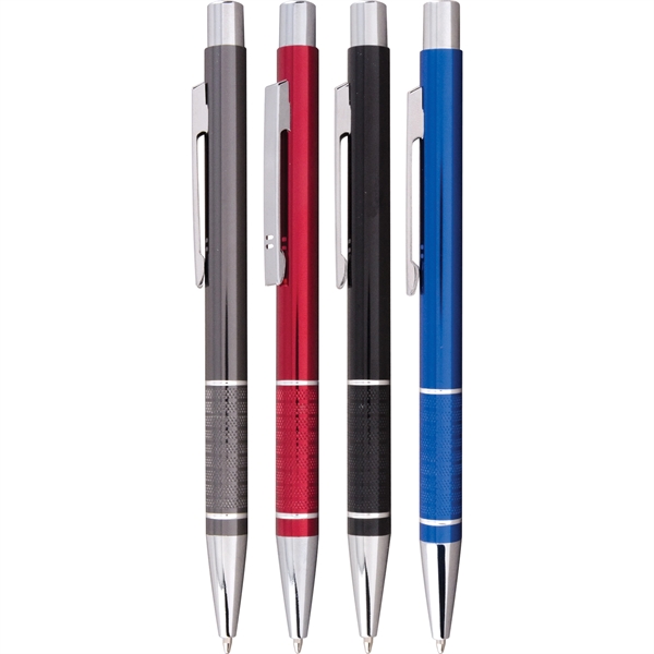 European styled executive metal pen with blue ink, silver accents, engraving,... from ASI 61966 HPG / Hub Pen