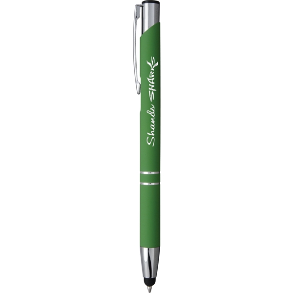Metal stylus pen with rubberized finish, engraved silver imprint, shining trim... from ASI 61966 HPG / Hub Pen