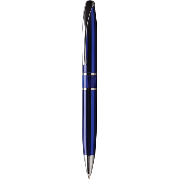 Twist-action retractable metal ballpoint pen with silver clips and accents, filled... from ASI 61966 HPG / Hub Pen