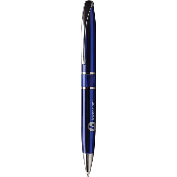 Twist-action retractable metal ballpoint pen with silver clips and accents, filled... from ASI 61966 HPG / Hub Pen