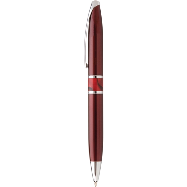 Twist-action retractable metal ballpoint pen with silver clips and accents, filled... from ASI 61966 HPG / Hub Pen