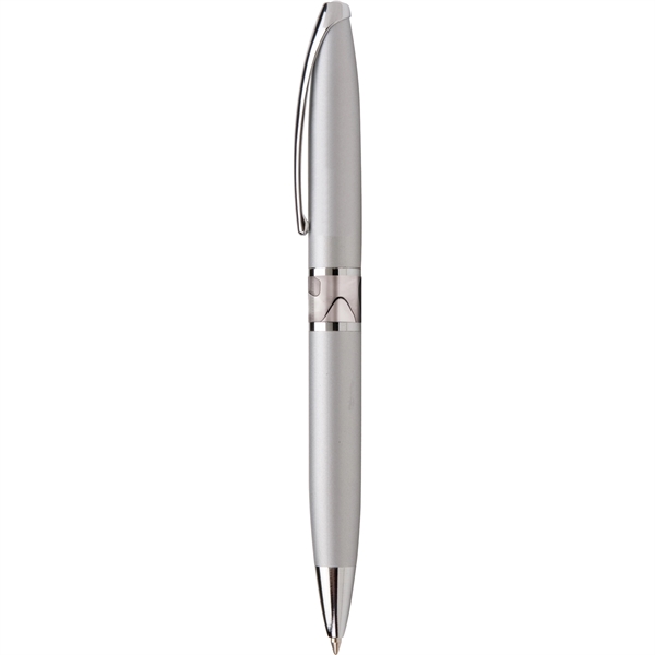 Twist-action retractable metal ballpoint pen with silver clips and accents, filled... from ASI 61966 HPG / Hub Pen