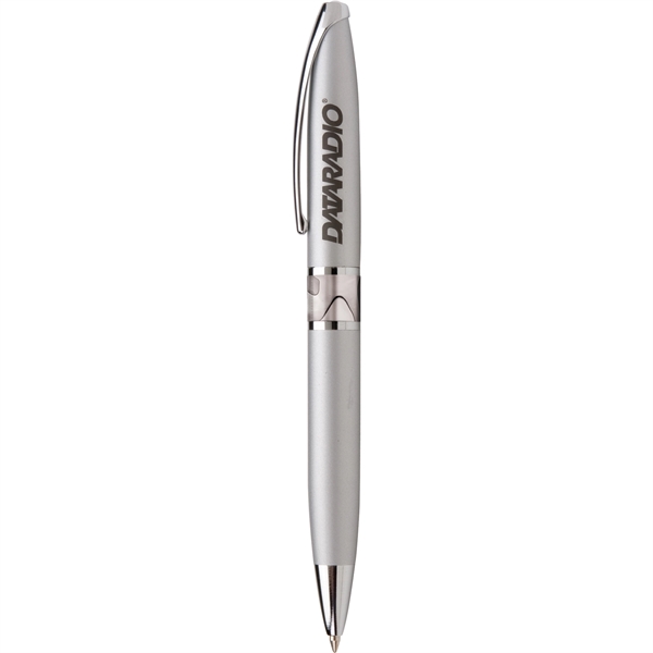 Twist-action retractable metal ballpoint pen with silver clips and accents, filled... from ASI 61966 HPG / Hub Pen