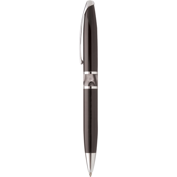 Twist-action retractable metal ballpoint pen with silver clips and accents, filled... from ASI 61966 HPG / Hub Pen