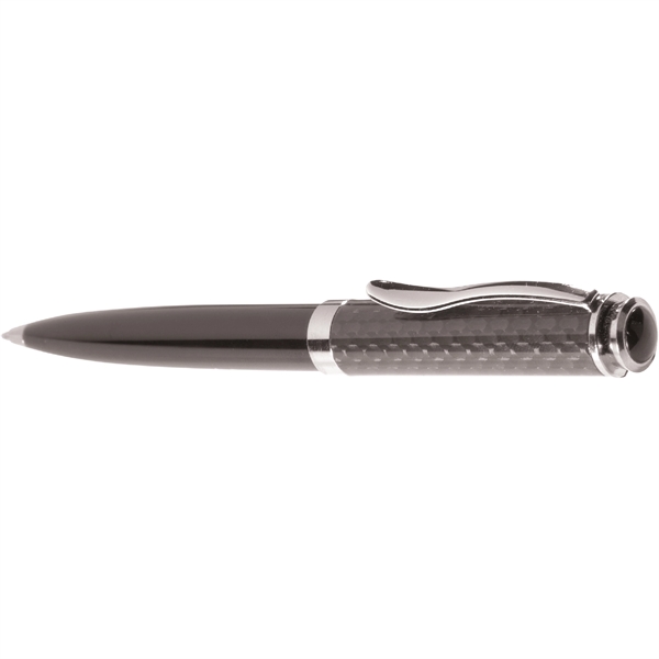 Genuine carbon fiber executive ballpoint pen with silver engraved imprint.... from ASI 61966 HPG / Hub Pen