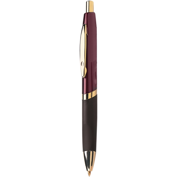 Push-action retractable metal ballpoint executive pen with scooped rubber grip and... from ASI 61966 HPG / Hub Pen
