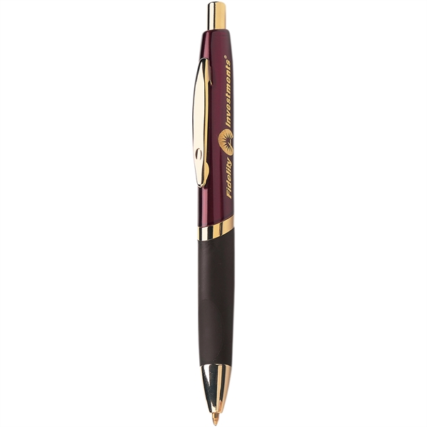 Push-action retractable metal ballpoint executive pen with scooped rubber grip and... from ASI 61966 HPG / Hub Pen