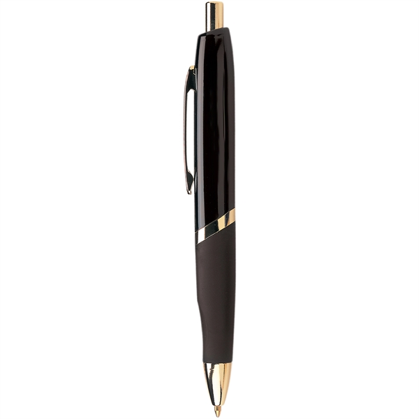 Push-action retractable metal ballpoint executive pen with scooped rubber grip and... from ASI 61966 HPG / Hub Pen