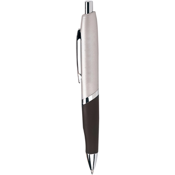 Push-action retractable metal ballpoint executive pen with scooped rubber grip and... from ASI 61966 HPG / Hub Pen