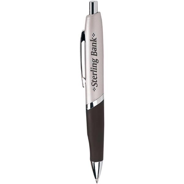 Push-action retractable metal ballpoint executive pen with scooped rubber grip and... from ASI 61966 HPG / Hub Pen