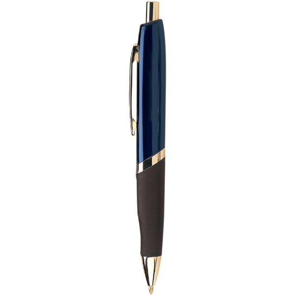 Push-action retractable metal ballpoint executive pen with scooped rubber grip and... from ASI 61966 HPG / Hub Pen