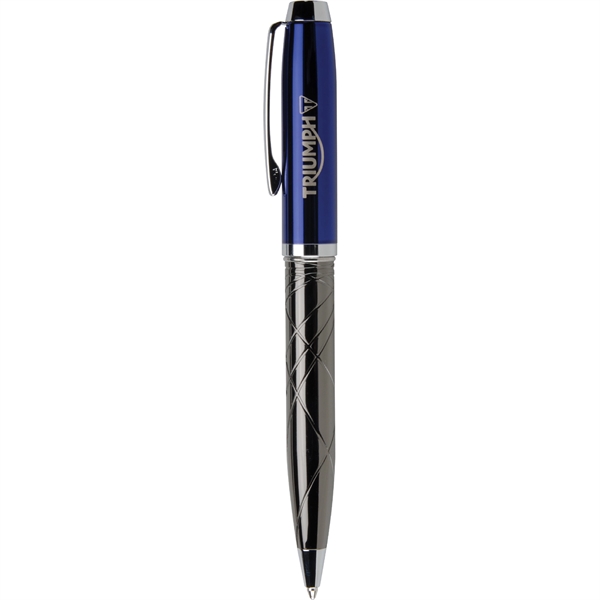 Twist-action ballpoint pen with high-gloss enamel cap and gunmetal barrel... from ASI 61966 HPG / Hub Pen