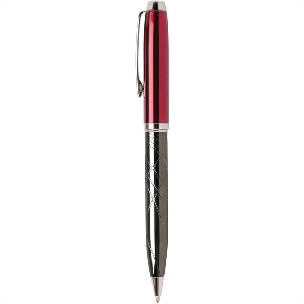 Twist-action ballpoint pen with high-gloss enamel cap and gunmetal barrel... from ASI 61966 HPG / Hub Pen