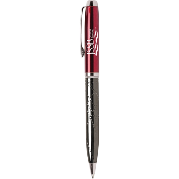 Twist-action ballpoint pen with high-gloss enamel cap and gunmetal barrel... from ASI 61966 HPG / Hub Pen