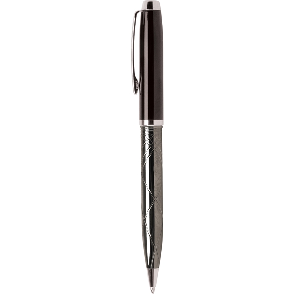 Twist-action ballpoint pen with high-gloss enamel cap and gunmetal barrel... from ASI 61966 HPG / Hub Pen