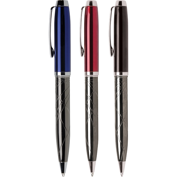 Twist-action ballpoint pen with high-gloss enamel cap and gunmetal barrel... from ASI 61966 HPG / Hub Pen