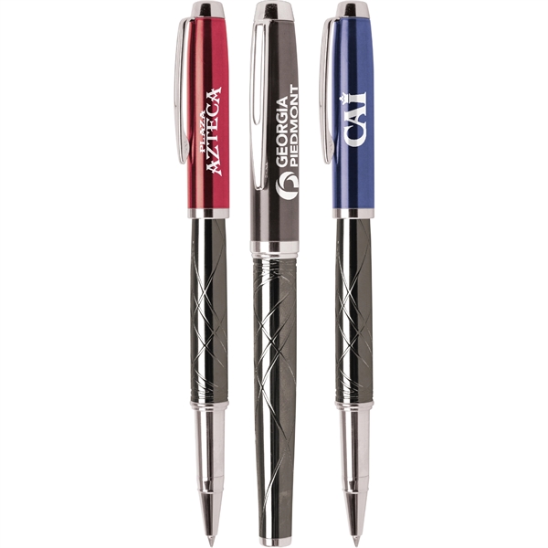 Pull cap rollerball pen with high gloss enamel cap and gunmetal... from ASI 61966 HPG / Hub Pen