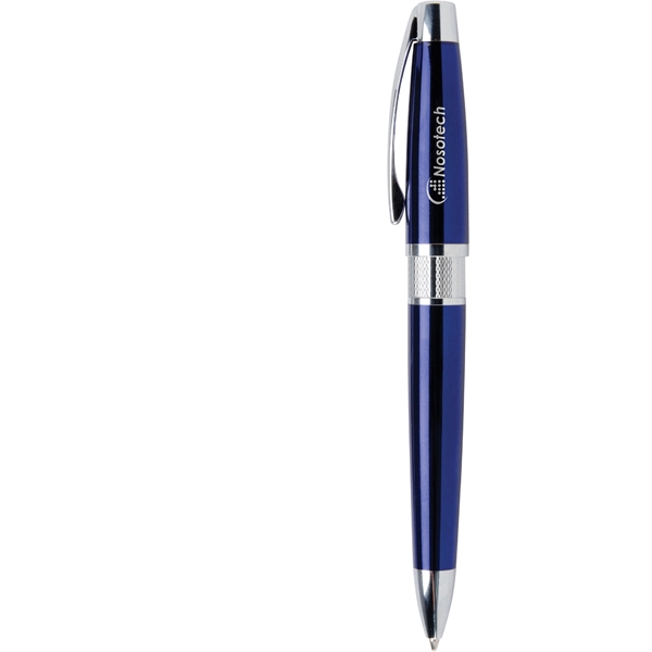 Black ink twist action executive ballpoint pen with silver etched center... from ASI 61966 HPG / Hub Pen