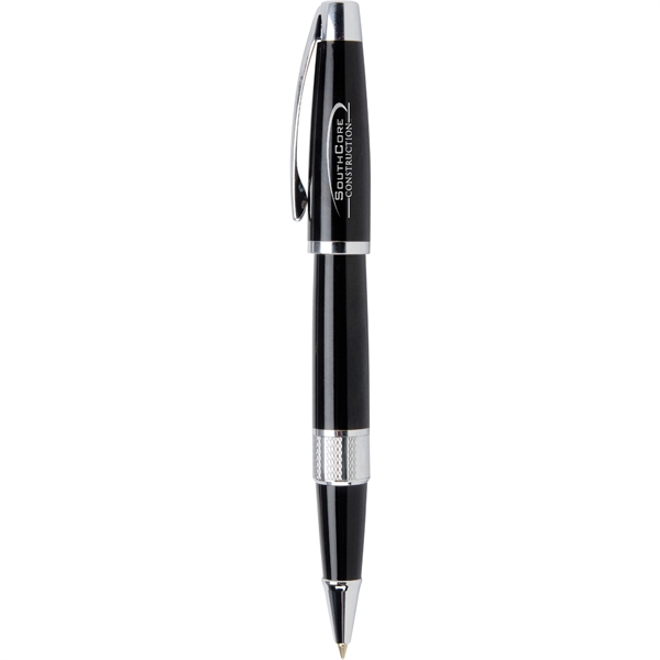 Pull cap rollerball pen with high-gloss enamel cap and silver etched... from ASI 61966 HPG / Hub Pen