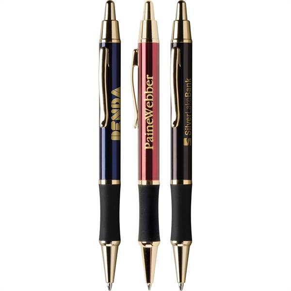 Metal ballpoint pen with 24 karat gold plated accents and ergonomic... from ASI 61966 HPG / Hub Pen
