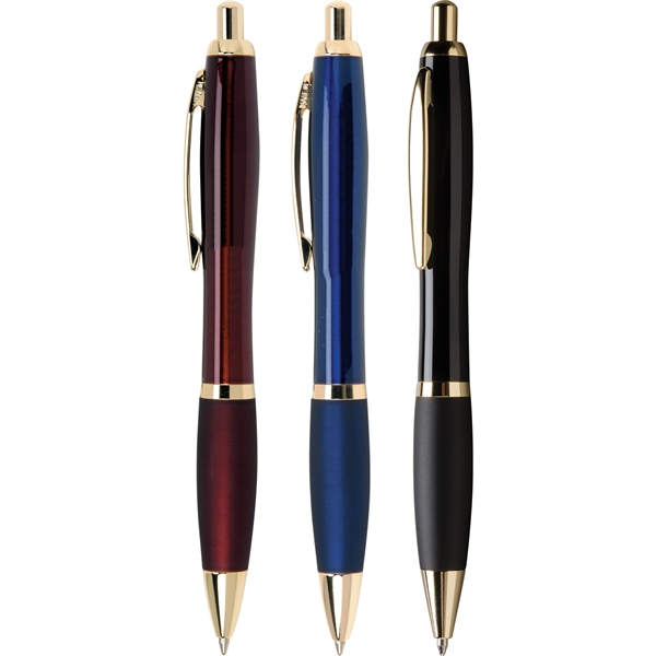 Click-action executive ballpoint pen with reflective grip, hourglass shape, and enamel... from ASI 61966 HPG / Hub Pen