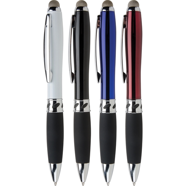 Twist-action ballpoint pen with stylus, ergonomic hourglass shape, and jumbo rubber... from ASI 61966 HPG / Hub Pen