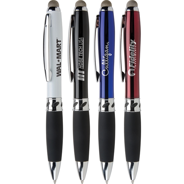 Twist-action ballpoint pen with stylus, ergonomic hourglass shape, and jumbo rubber... from ASI 61966 HPG / Hub Pen