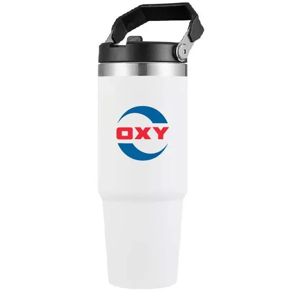 30oz Travel Stainless Steel Vacuum Coffee Mug tumbler handle, lid... from ASI 39820 Opusline (Benmex) / Opus Line