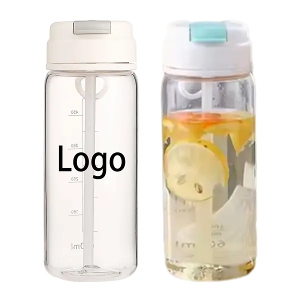 Double ways drinking plastic camping water bottle with flip straw and... from ASI 37218 Athena Promo (tm)