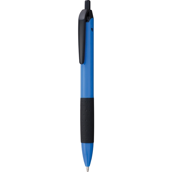 Click-action, plastic ballpoint pen with colorful barrel, black accents, textured grip,... from ASI 61966 HPG / Hub Pen