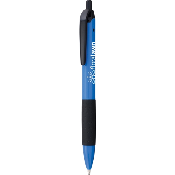 Click-action, plastic ballpoint pen with colorful barrel, black accents, textured grip,... from ASI 61966 HPG / Hub Pen