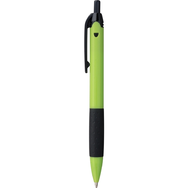 Click-action, plastic ballpoint pen with colorful barrel, black accents, textured grip,... from ASI 61966 HPG / Hub Pen