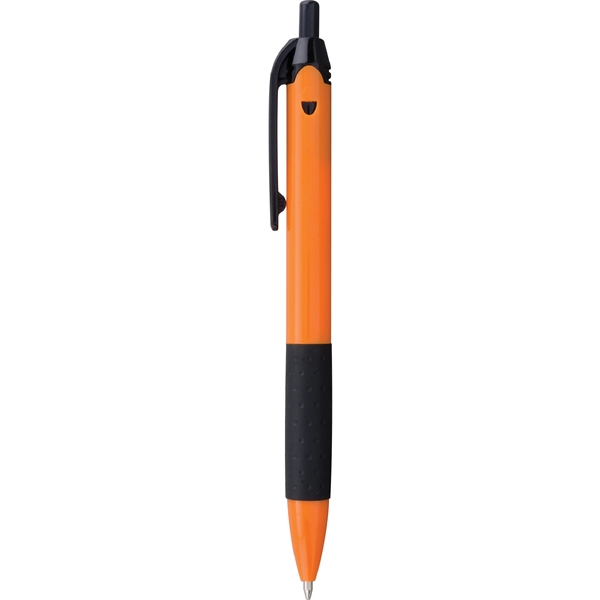 Click-action, plastic ballpoint pen with colorful barrel, black accents, textured grip,... from ASI 61966 HPG / Hub Pen