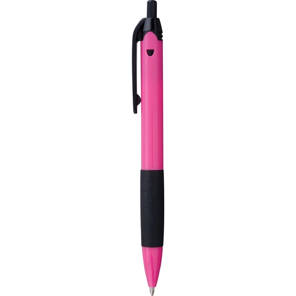Click-action, plastic ballpoint pen with colorful barrel, black accents, textured grip,... from ASI 61966 HPG / Hub Pen