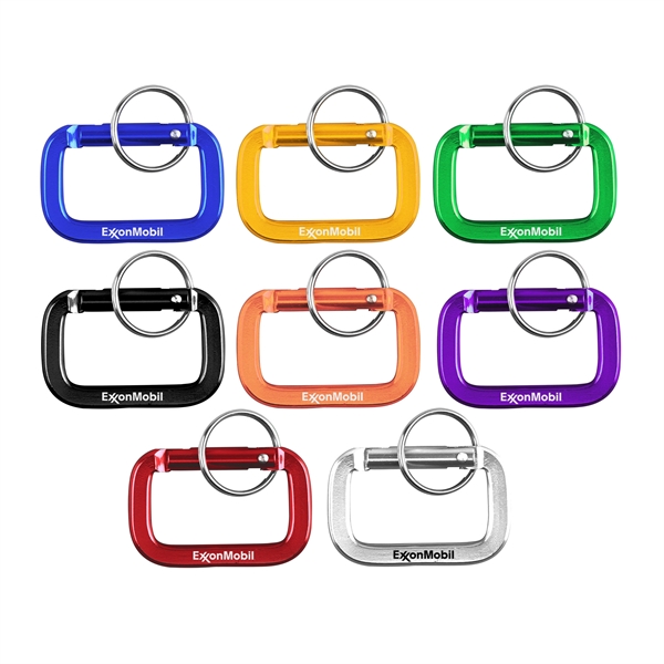 Square Shaped Carabiner with Key Ring, solid aluminum construction.... from ASI 74585 Nu Promo International / Nu Promo Line