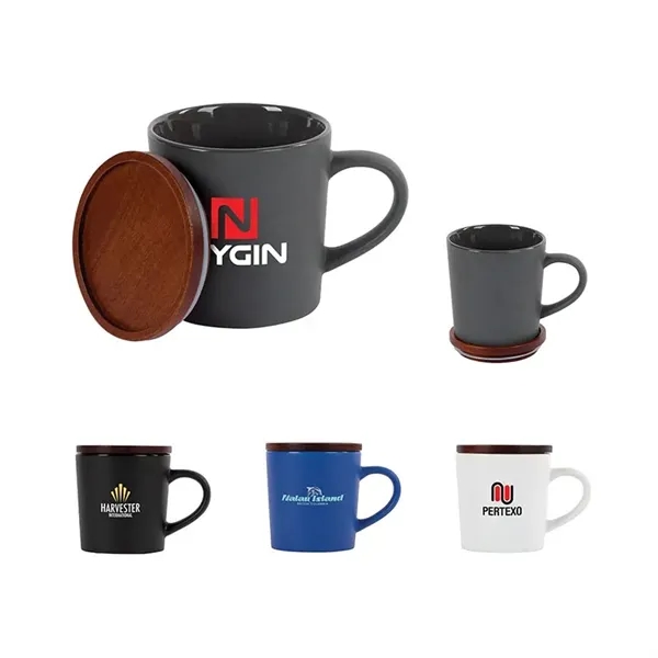 Copenhagen 16 oz. Ceramic Mug w/ Wood Lid... from ASI 67866 Logomark/Valumark