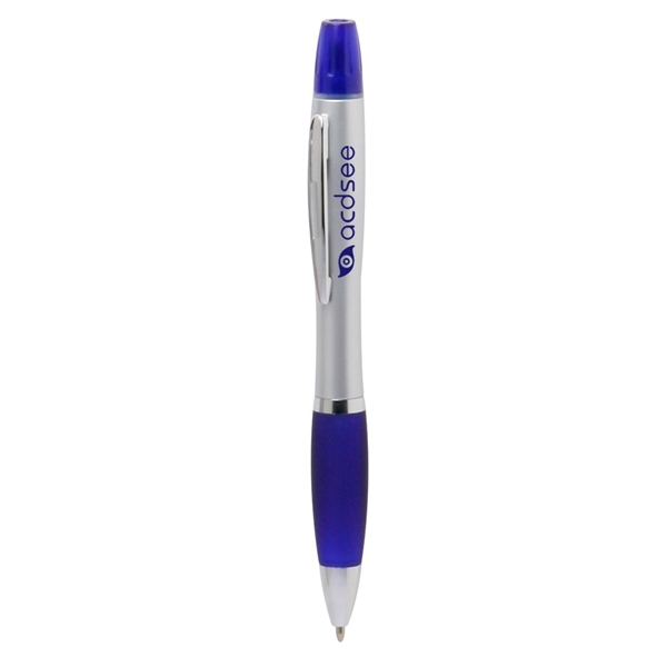 Twist action plastic pen with highlighter and rubber grip.... from ASI 39552 BEL Promo