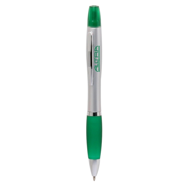 Twist action plastic pen with highlighter and rubber grip.... from ASI 39552 BEL Promo