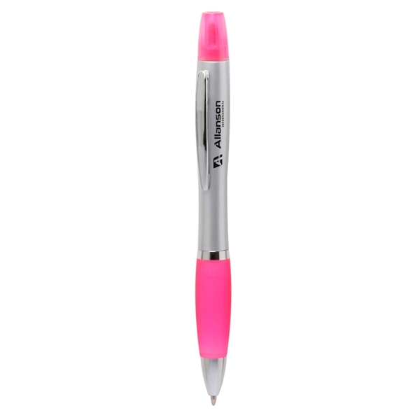Twist action plastic pen with highlighter and rubber grip.... from ASI 39552 BEL Promo