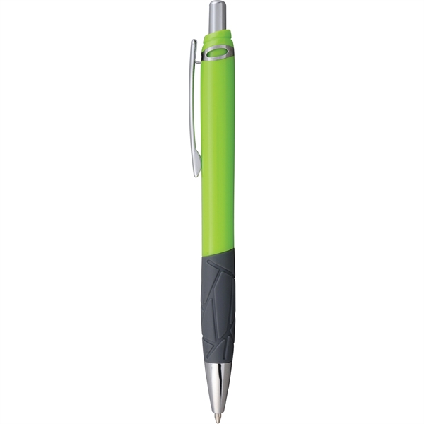 Click-action pen with textured rubber comfort grip, black ink, bright colored... from ASI 61966 HPG / Hub Pen