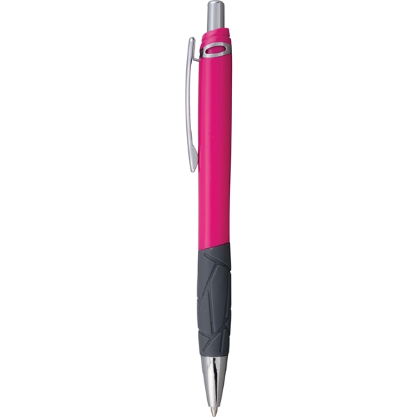 Click-action pen with textured rubber comfort grip, black ink, bright colored... from ASI 61966 HPG / Hub Pen