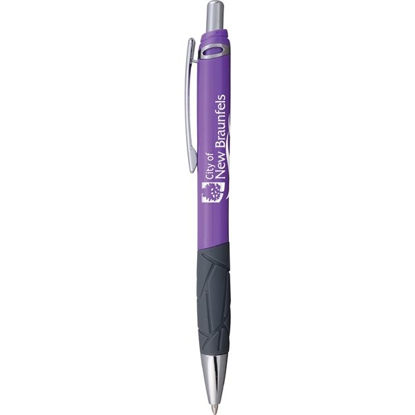 Click-action pen with textured rubber comfort grip, black ink, bright colored... from ASI 61966 HPG / Hub Pen