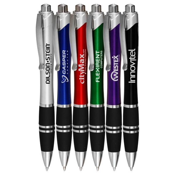 Silver Accent Grip Plastic Pen. This convenient handout is perfect upcoming... from ASI 39552 BEL Promo