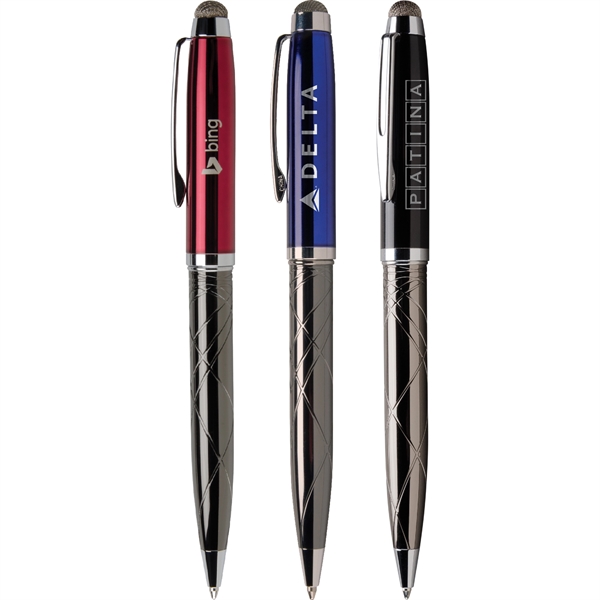 Twist-action executive pen with stylus pen with high-gloss enamel cap, and... from ASI 61966 HPG / Hub Pen
