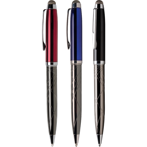 Twist-action executive pen with stylus pen with high-gloss enamel cap, and... from ASI 61966 HPG / Hub Pen